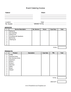 Event Catering Invoice template