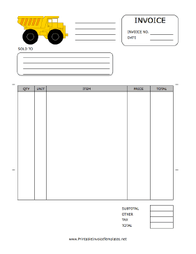 Excavation Invoice template