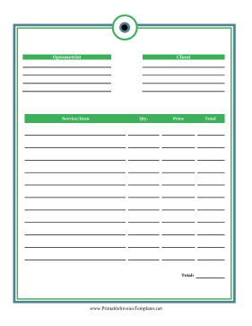 Eyeglasses Invoice template