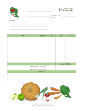 Farmers Market Invoice template