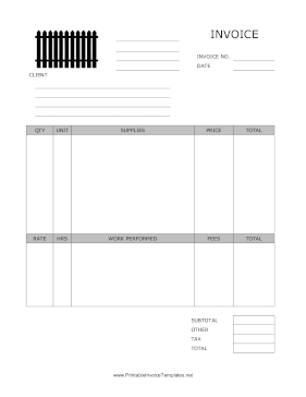 Fence Invoice template
