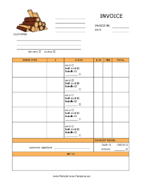 Firewood Invoice template