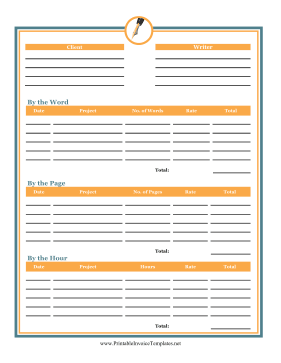 Freelance Writing Invoice template