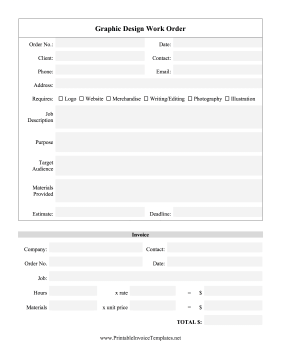 Graphic Design Work Order template