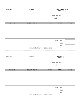 Half Page Invoice template