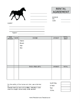 Horse Rental Agreement template