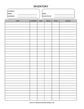Inventory Count Form template