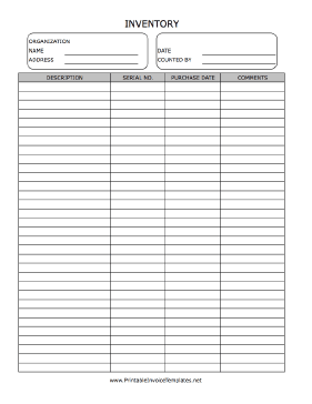 Inventory Record Form template