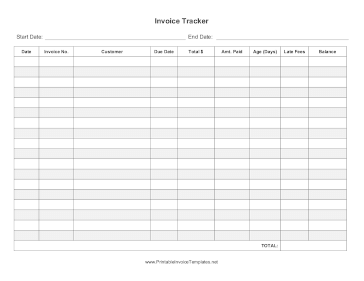 Invoice Tracker Landscape template