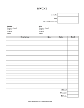 Invoice With Discount template