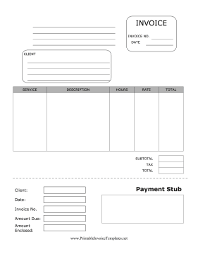 Invoice with Payment Stub template