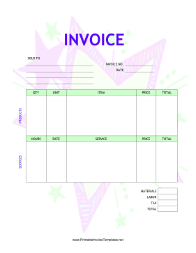 Kid Star Invoice template