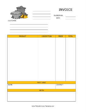 Kitchen Chef Home Sales Invoice template