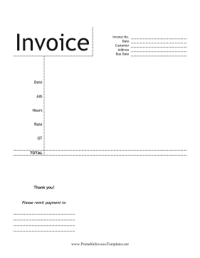 Left Aligned Service Invoice template