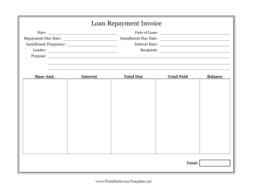 Loan Invoice template