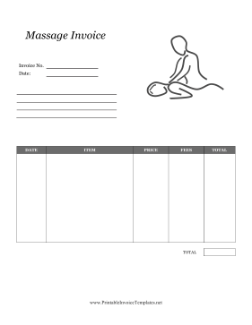 Massage Invoice template