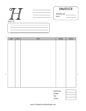 Monogram H Invoice template