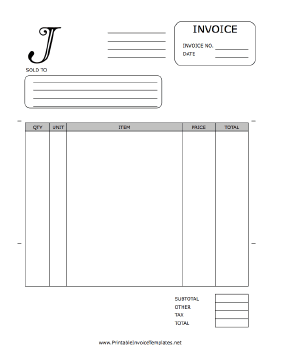 Monogram J Invoice template