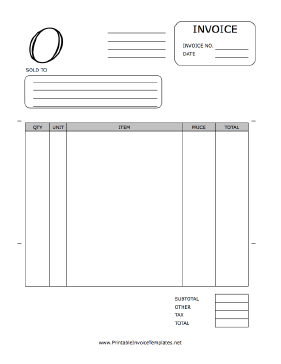 Monogram O Invoice template