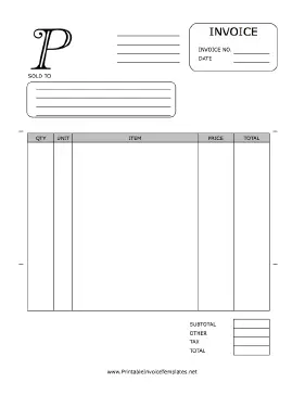Monogram P Invoice template