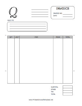 Monogram Q Invoice template