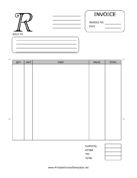 Monogram R Invoice template