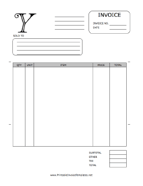 Monogram Y Invoice template