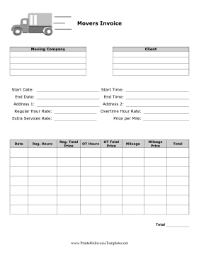 Movers Invoice template