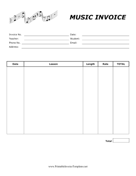 Music Lesson Invoice template