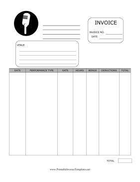 Music Performance Invoice template
