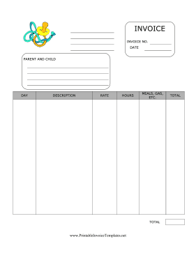 Nanny Invoice template