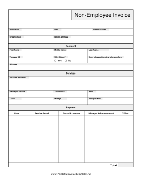 Non-Employee Invoice template