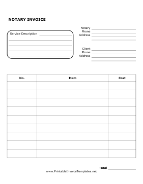 Notary Invoice template