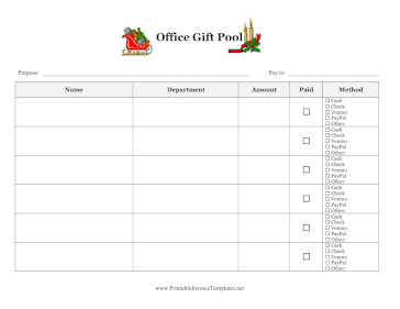 Office Gift Pool Payment Tracker template