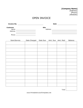 Open Invoice template