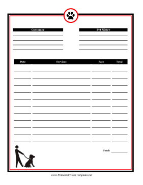 Pet Sitting Invoice template