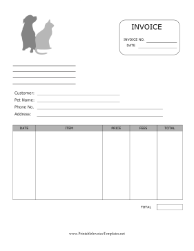 Pet Store Invoice template