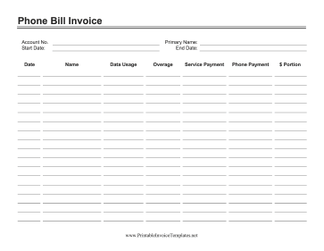 Phone Bill Invoice template