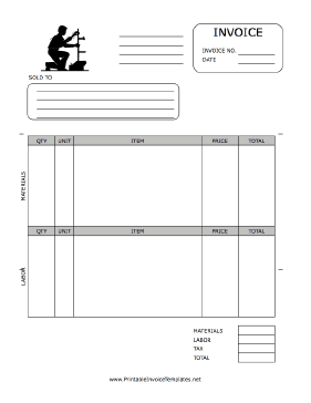 Plumbing Contractor Invoice template