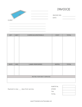 Pool Service Invoice template