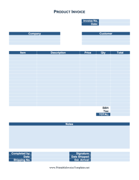 Product Invoice Color template