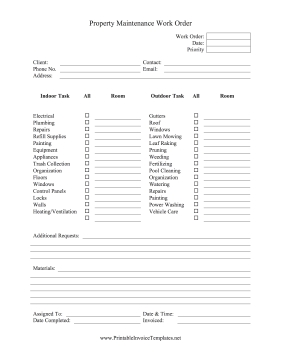 Property Maintenance Work Order template