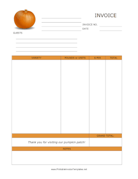 Pumpkin Patch Invoice template