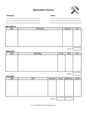 Renovation Invoice template