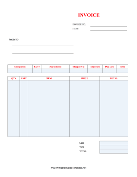 Retail Invoice template
