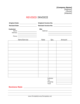 Revised Invoice template