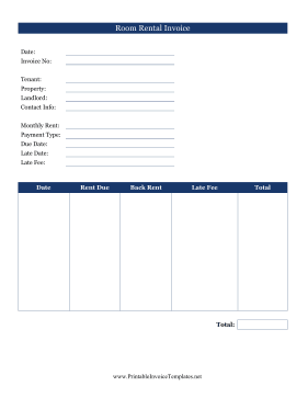 Room Rental Invoice template