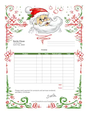 Santa Invoice template