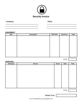 Security Invoice template