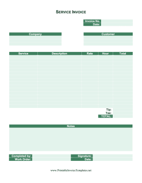 Service Invoice Color template